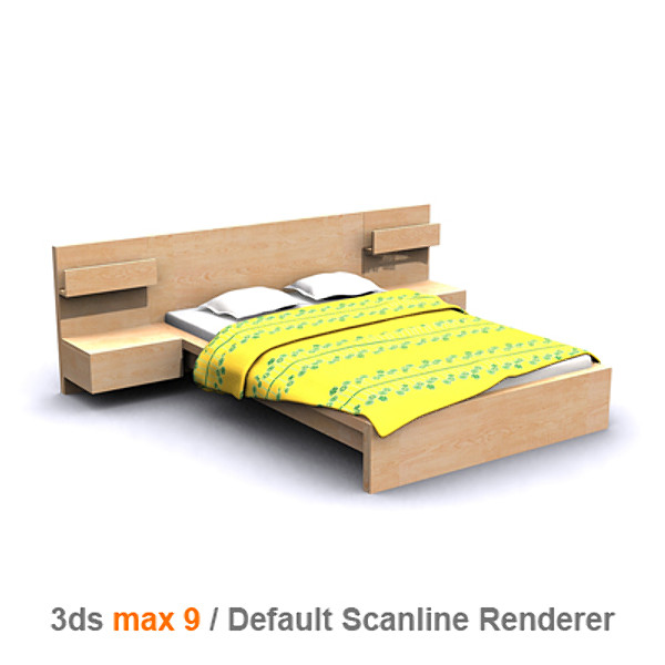 3d architectural visualization bedside cabinet model - MALM bed 140 with bedside cabinet by lajhar
